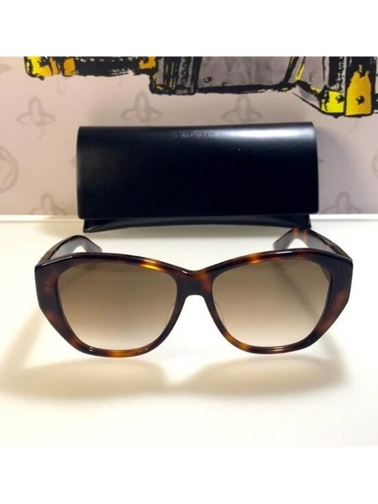 ?- New SAINT LAURENT SLM8 Cat Eye HAVANA Brown Frame/Grey Lenses Sunglasses main image 4